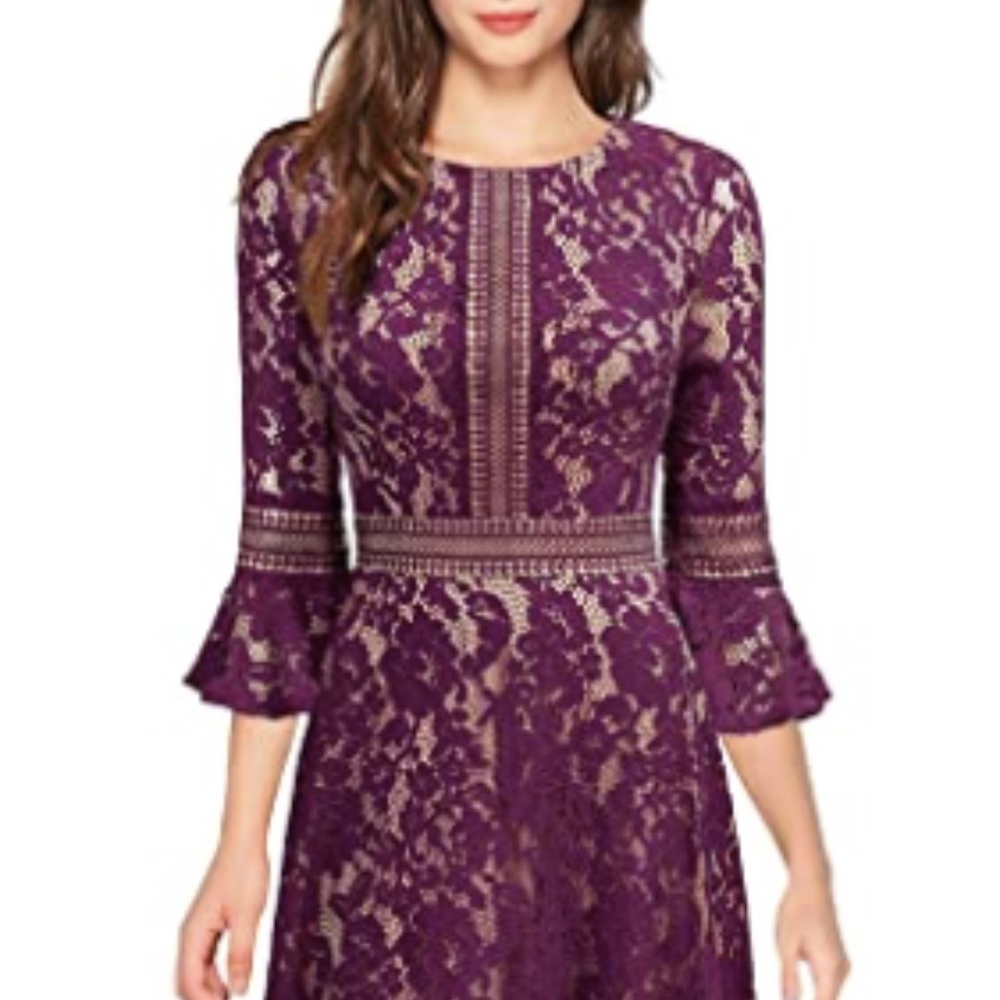 Lace full length vintage prom wedding party dress